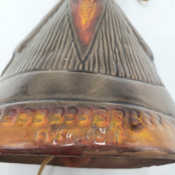 Vtg Pacific Stoneware Jean Ellsworth Queen Of Hearts Clay Bell Wind Chime Brown - Picture 7 of 12